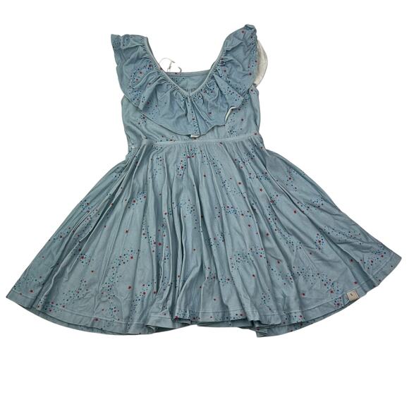 NWT Omi Jo Well Dressed Wolf Light Blue Confetti Empire V-Neck Ruffle Dress - Picture 1 of 7